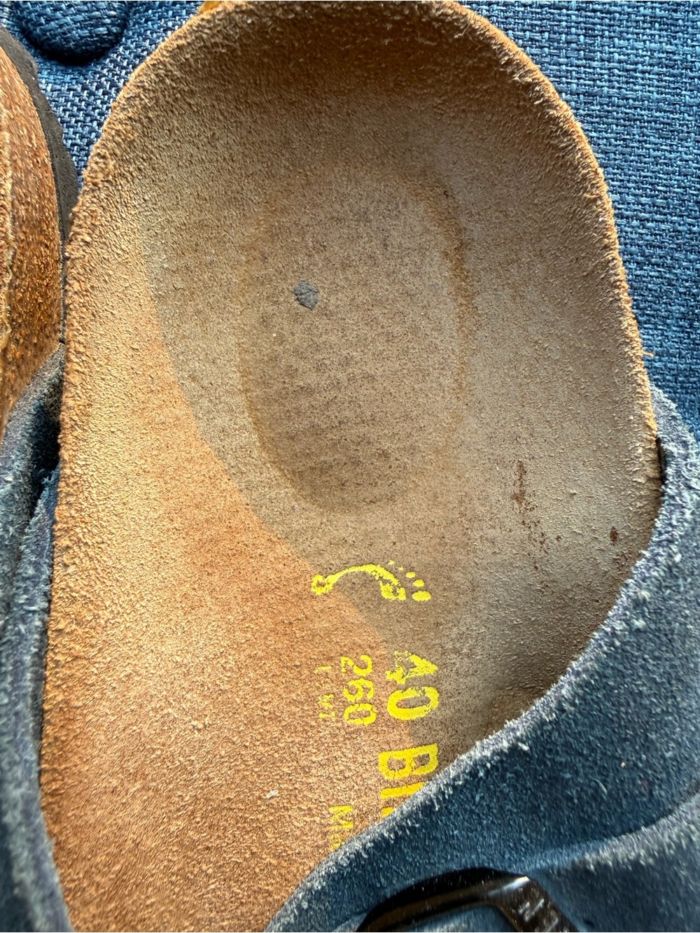 Birkenstock Zurich Suede Leather Slip On Sandals Navy Blue Size 40 Narrow Women - Picture 5 of 6